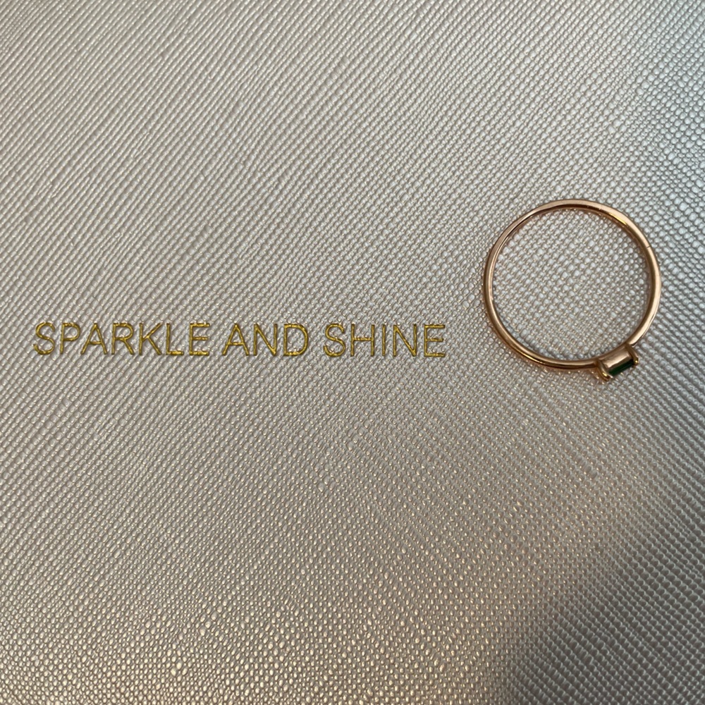 10k Solid Rose Gold Ring with Simulated Emerald